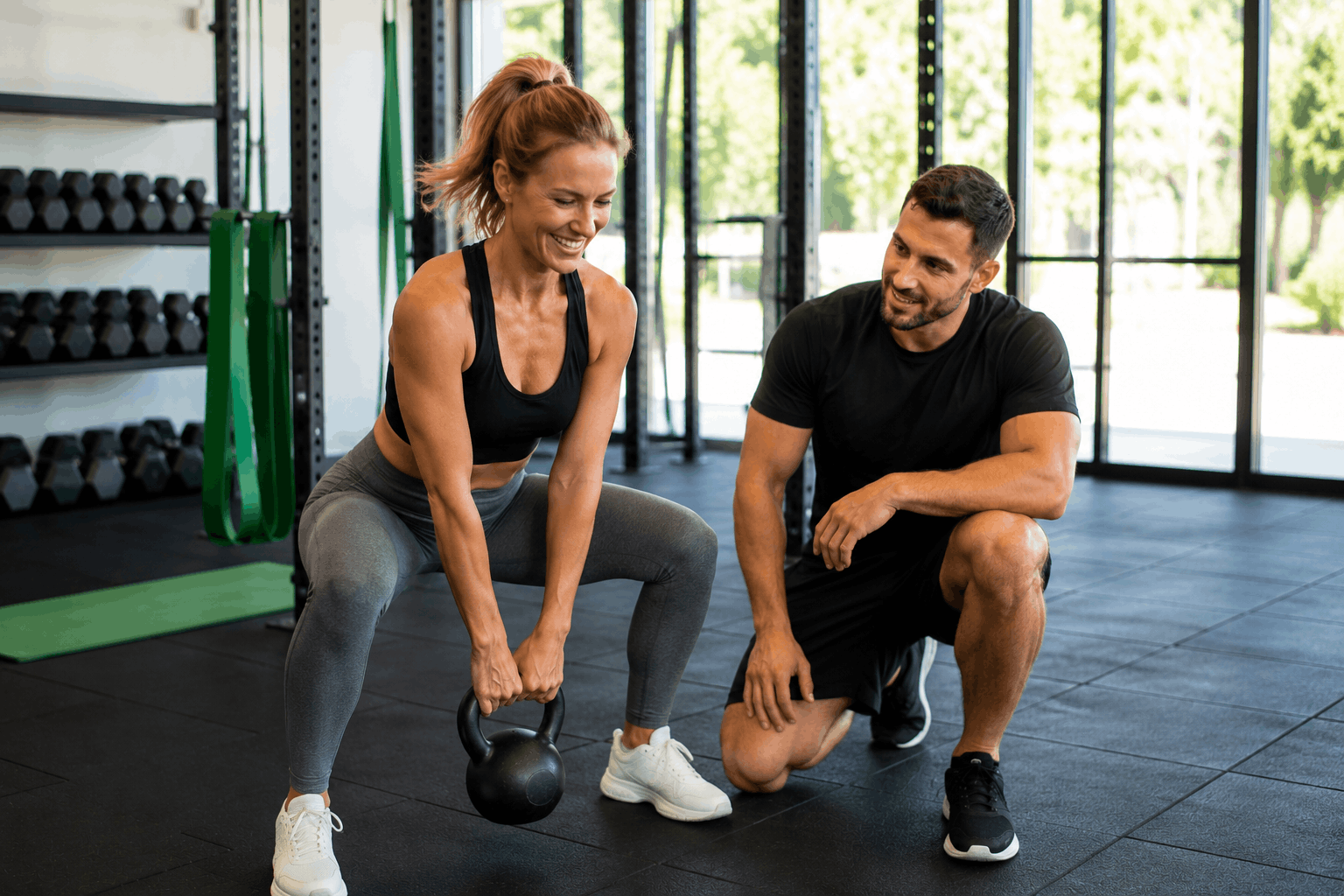 Woman exercising with kettlebell to improve fitness and energy levels