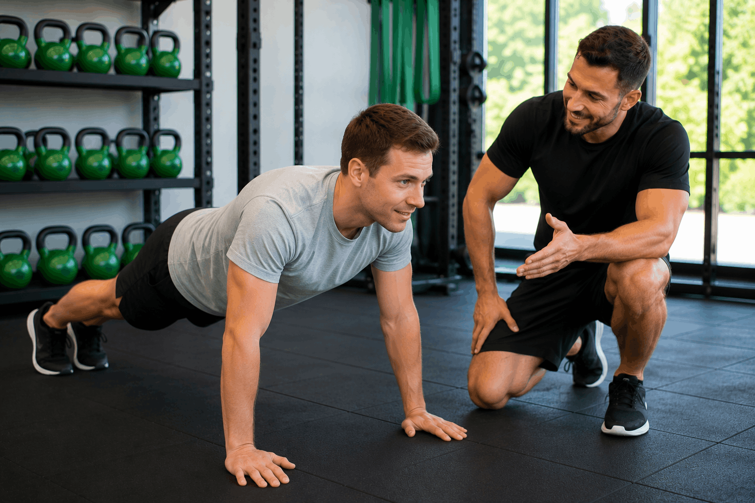 Senior client returning to exercise with personal trainer support