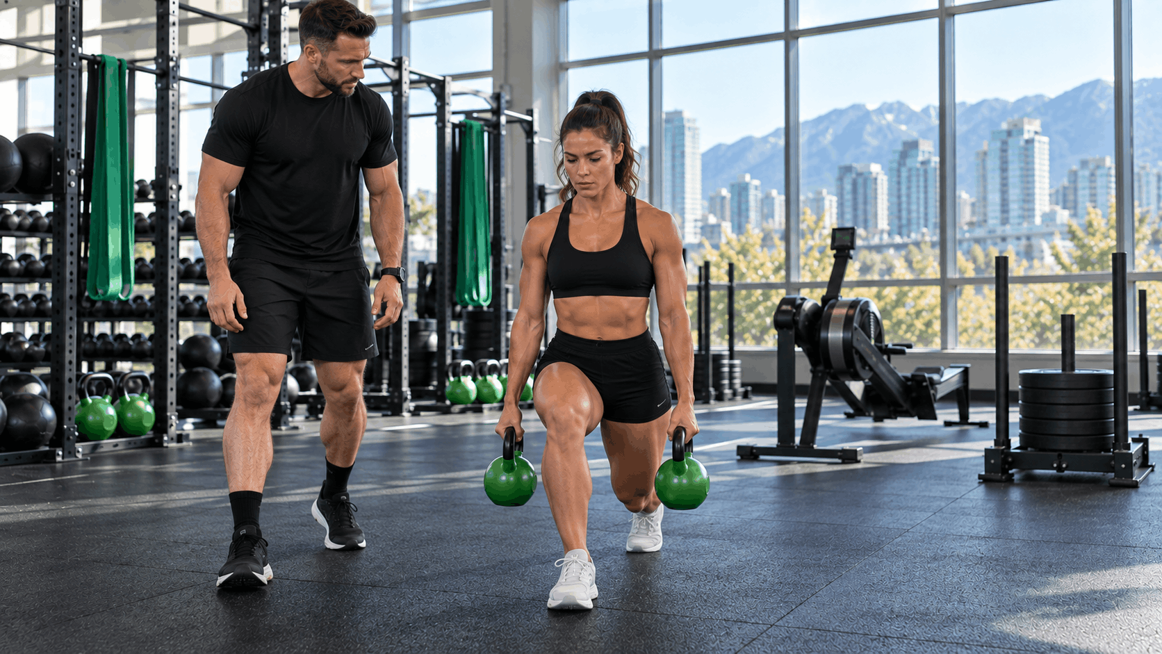 HYROX training Burnaby athlete performing weighted walking lunges